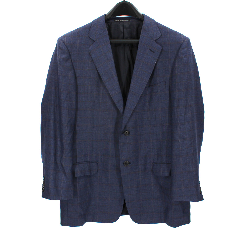 Ermenegildo Zegna Cashmere Blue Plaid Check Single Breasted Sport Coat Blazer 54